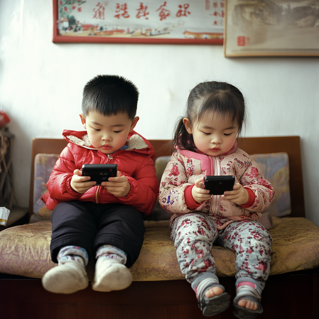 Children using mobile devices